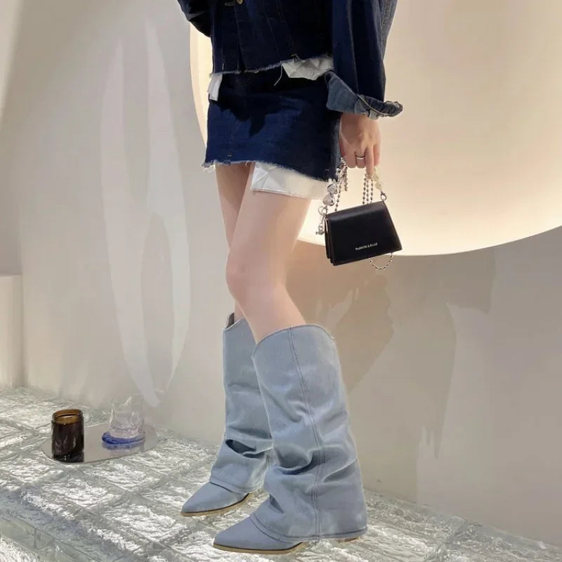 Kimberly | Denim Knee-High Women's Boots