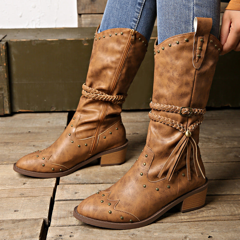 Megan | Women’s Tassel Boots Braided Strap Summer Style