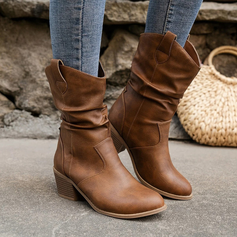 Samantha | Women's Winter Cowboy-Inspired Heeled Boots