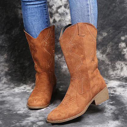 Nova | Women’s Fashion Plus Size Low Heel Leather Ankle Boots