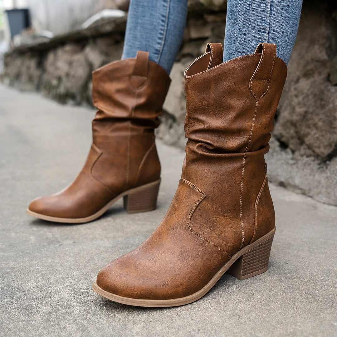 Samantha | Women's Winter Cowboy-Inspired Heeled Boots
