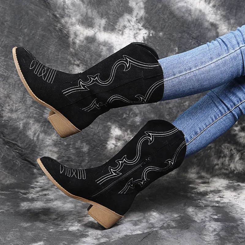 Nova | Women’s Fashion Plus Size Low Heel Leather Ankle Boots