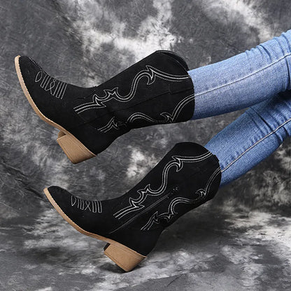 Nova | Women’s Fashion Plus Size Low Heel Leather Ankle Boots