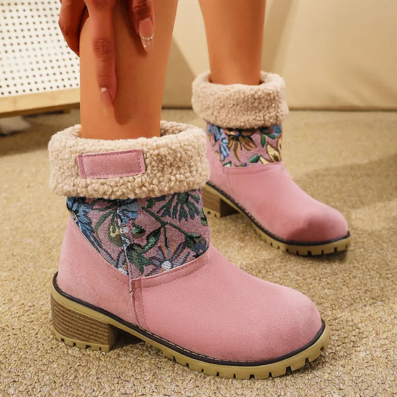 Grace | Embroidered Mid-Calf  Winter Boots