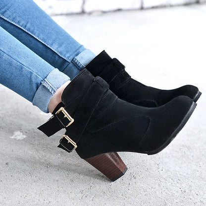 Lily | Leather High Heel Ankle Boots for Winter