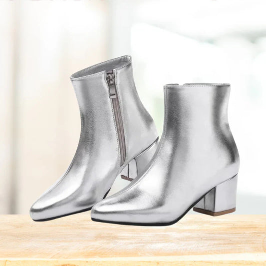 Madison | Women’s Metallic Winter Zip-Up Ankle Boots