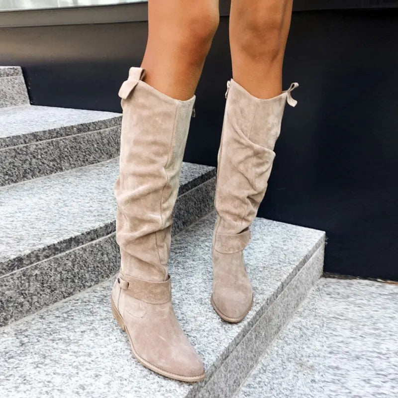 Hazel | Comfortable Women’s High-Top Boots with Low Heel and Side Zipper