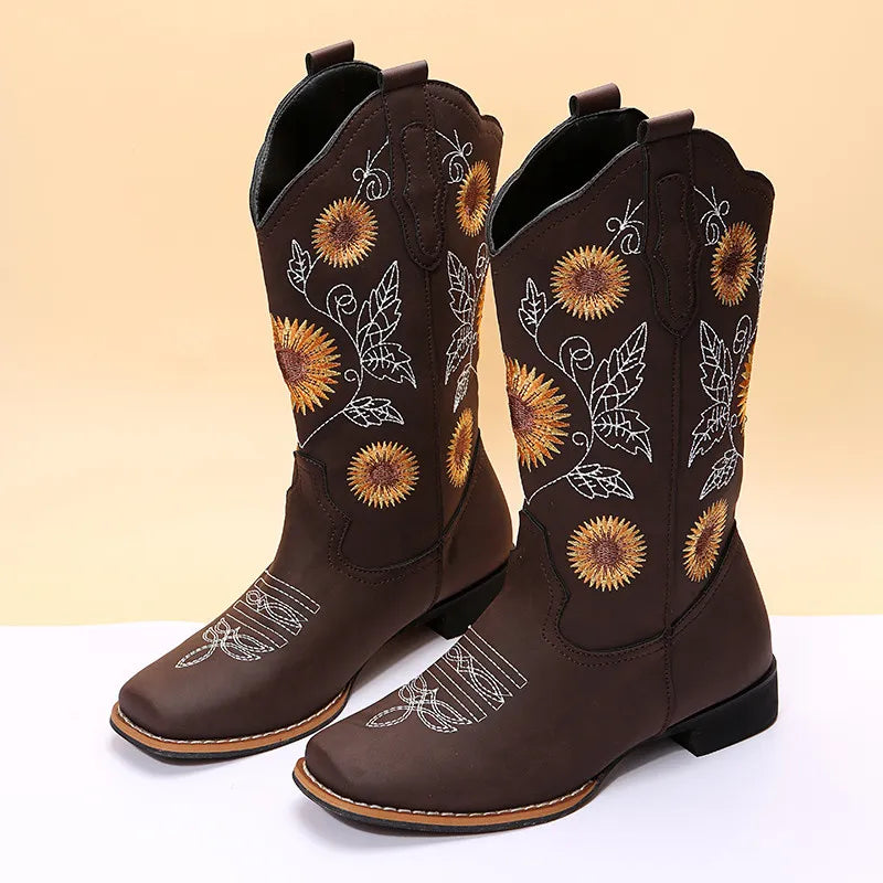 Jessa | Women’s Sunflower Embroidered Summer Boots