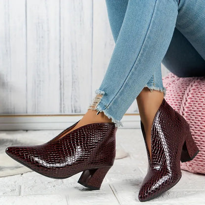Natalie | Women's Stylish Reptile-Textured Ankle Boots
