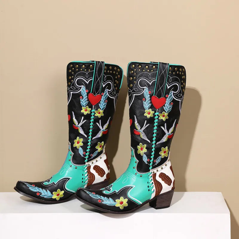Claire | Women’s Embroidered Cowboy Boots with Heel