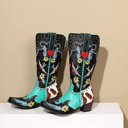 Claire | Women’s Embroidered Cowboy Boots with Heel