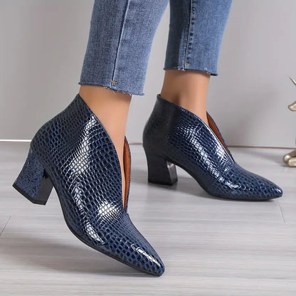 Natalie | Women's Stylish Reptile-Textured Ankle Boots