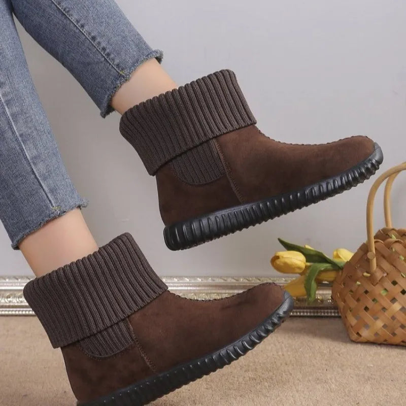Daniela |Flat Knit Winter Ankle Boots for Women