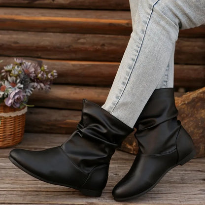 Camila | Women’s Round Toe Flat Cowboy Ankle Boots
