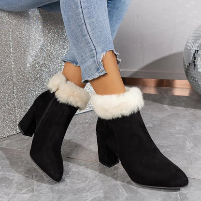 Mia | Women’s winter Plaid Plush Ankle Boots