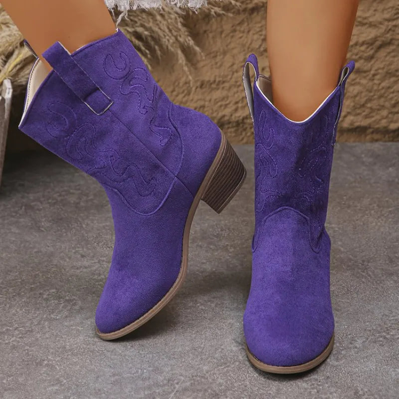 Martina | Women’s Western Embroidered Chunky Heel Boots