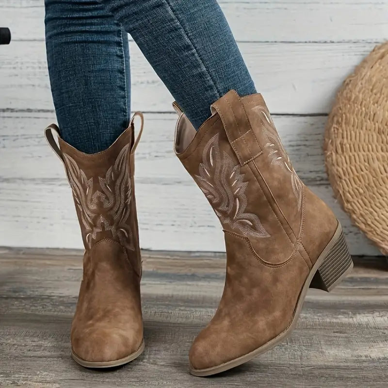 Ariana | Women’s Trendy Block Heel Cowboy Boots