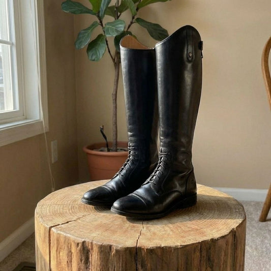 Ally | Leather Knee High Boots With Back Zipper