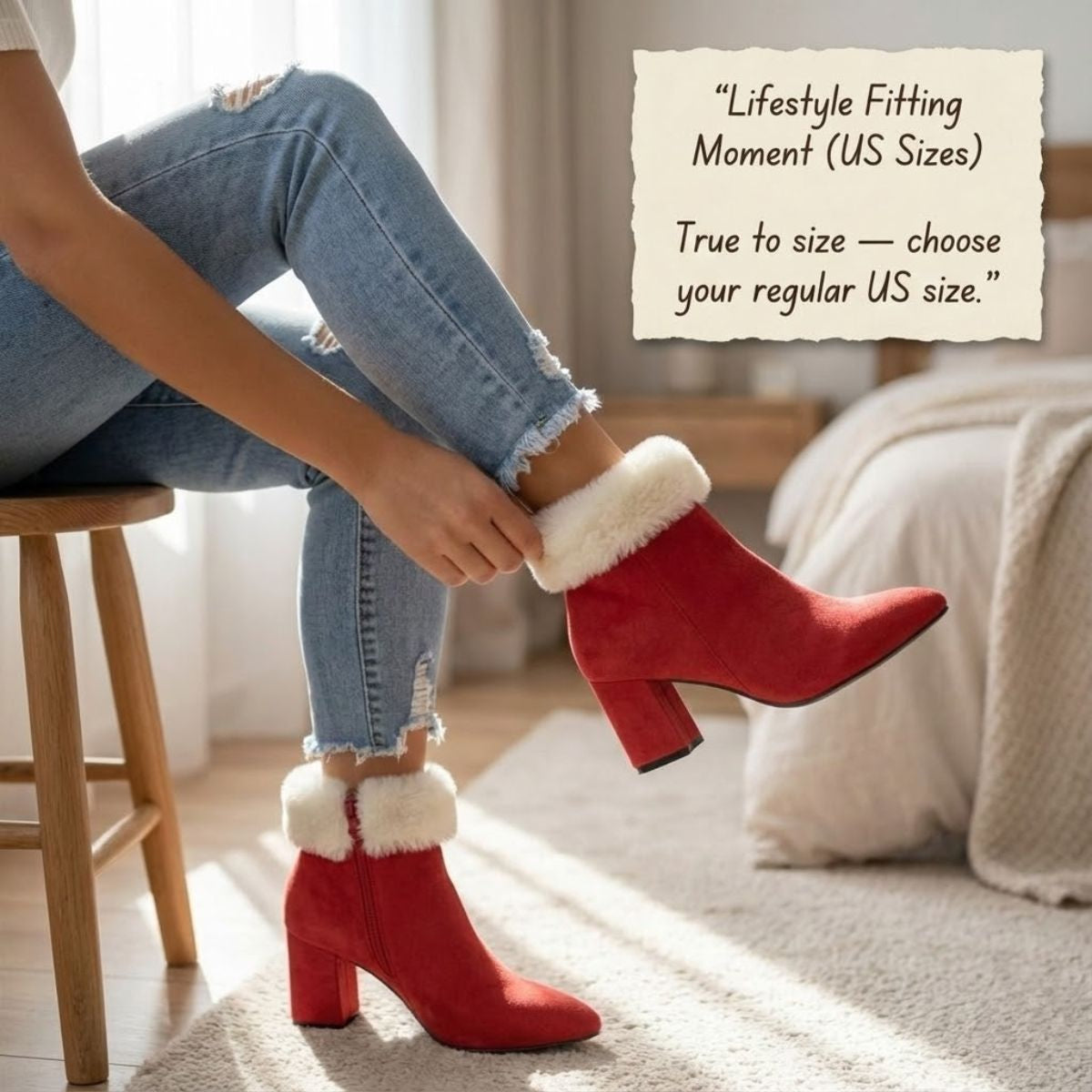 Mia | Women’s winter Plaid Plush Ankle Boots