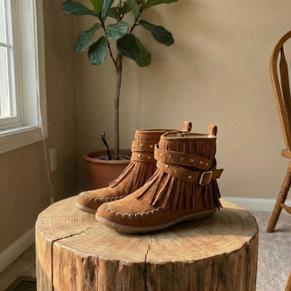 Ella | Women’s Trendy Fringe Detail Ankle Boots