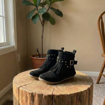 Ella | Women’s Trendy Fringe Detail Ankle Boots
