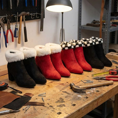 Mia | Women’s winter Plaid Plush Ankle Boots
