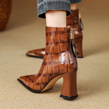 Marcella Croc Genuine Leather Boots