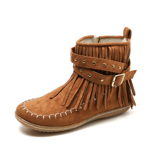 Ella | Women’s Trendy Fringe Detail Ankle Boots
