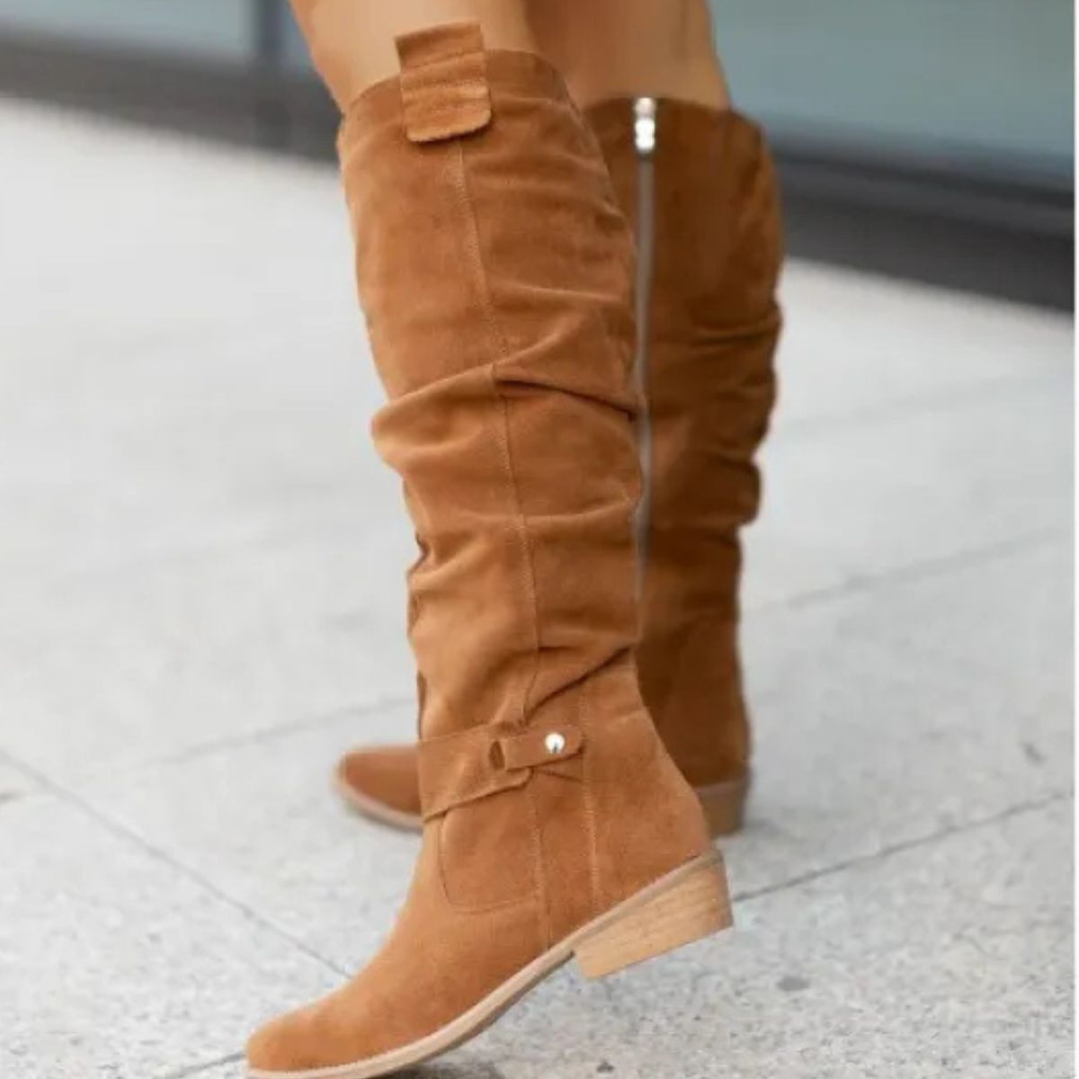 Lianne | Women's Suede High Boots With Low Heel