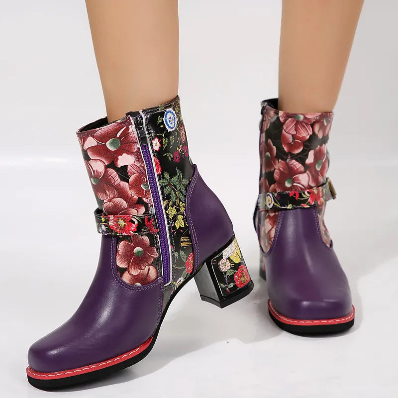 Celeste | Women's Printed Chunky Sole Ankle Booties
