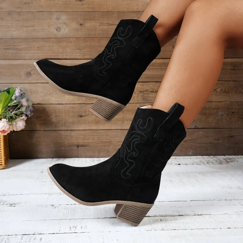 Alicia | Women’s Retro Chunky Heel Western Boots