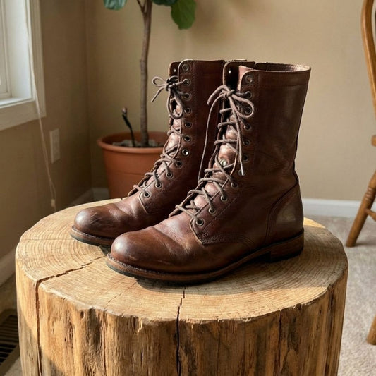 Anna | Women's Leather Lace-up Boots With Mid Shaft