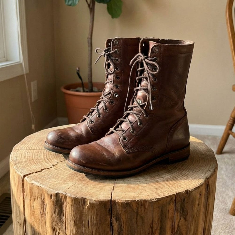 Anna | Women's Leather Lace-up Boots With Mid Shaft