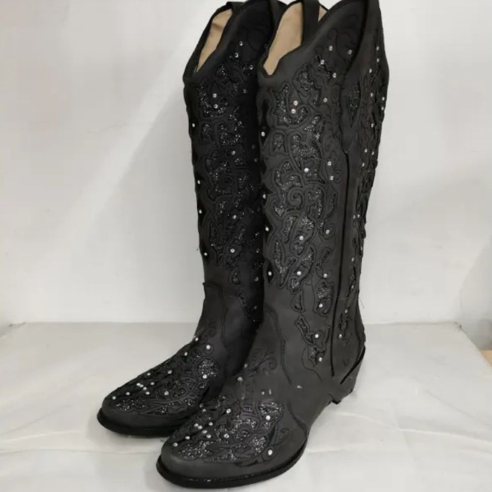Stella | Glamorous Women’s Rhinestone Floral High Boots