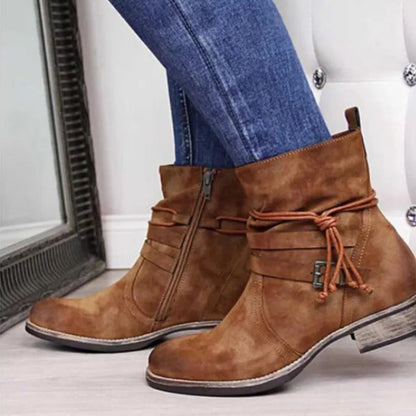 Francesca | Buckle Detail Western Ankle Boots for Women