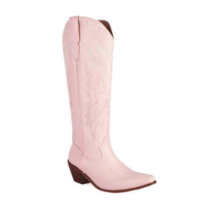 Blair | Women’s Lightning Embroidered Knee-High Boots – Fashionable & Eye-Catching