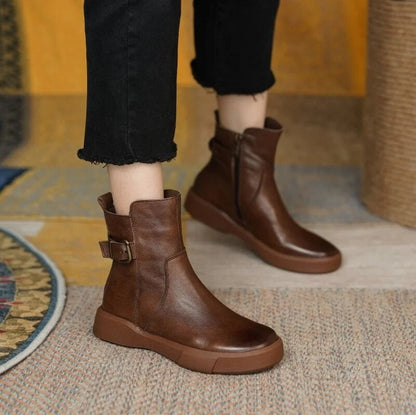Madison | Women's Leather Buckle Ankle Boots