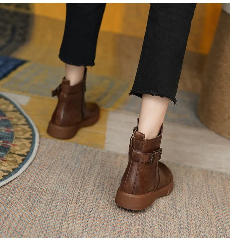 Madison | Women's Leather Buckle Ankle Boots
