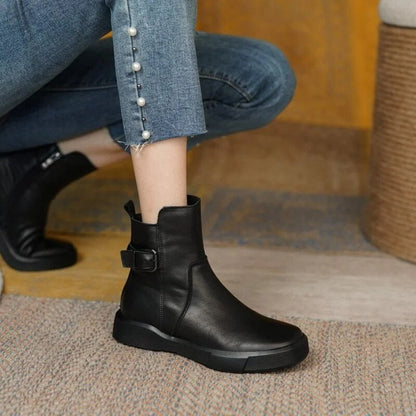 Madison | Women's Leather Buckle Ankle Boots