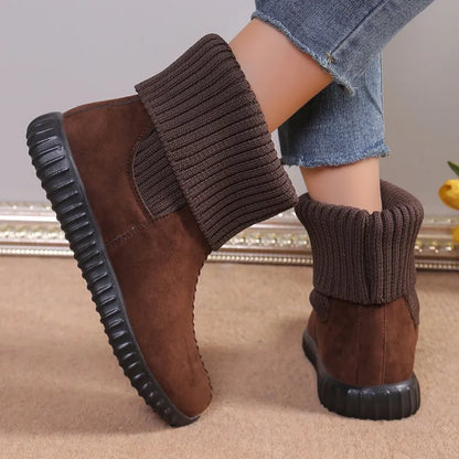 Daniela |Flat Knit Winter Ankle Boots for Women