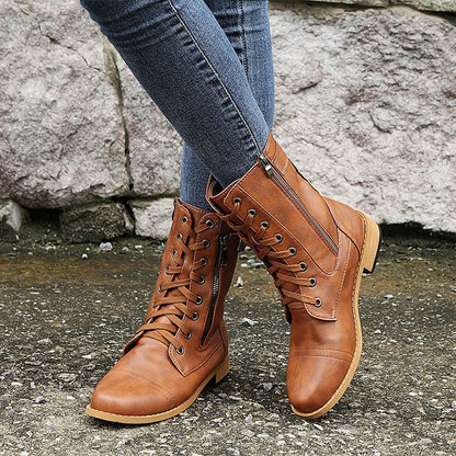 Rebecca | Women's Side-Zip Combat Boots